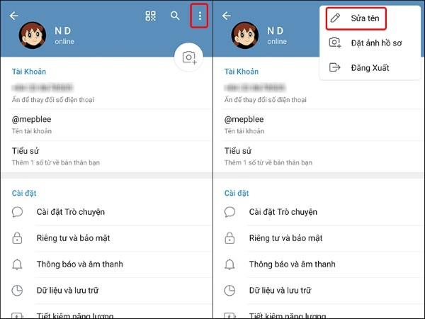 Chọn mục Sửa tên