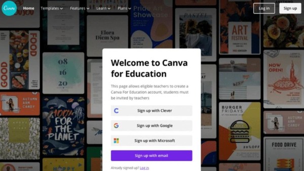 Truy cập vào “Canva for Education” để đăng ký tài khoản