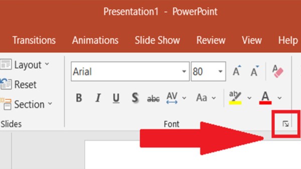 Mở tab Home và chọn nhóm Font