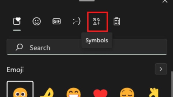 Chọn mục Symbols