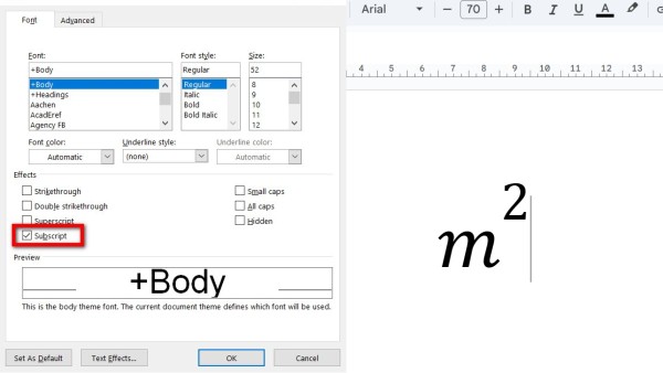 Tick vào ô Superscript rồi chọn OK