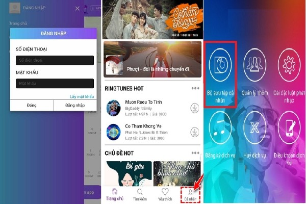 Mở mục “Bộ sưu tập cá nhân” và chọn bản nhạc muốn xóa