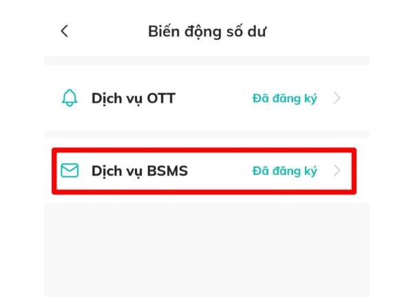 Chọn “Dịch vụ BSMS”