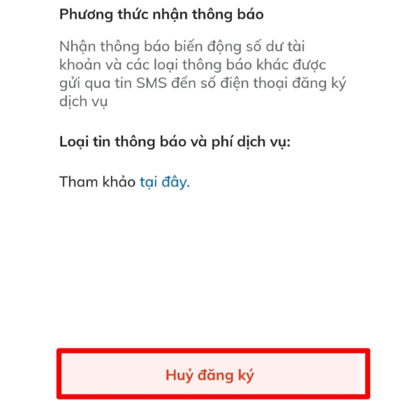 Chọn “Hủy đăng ký”