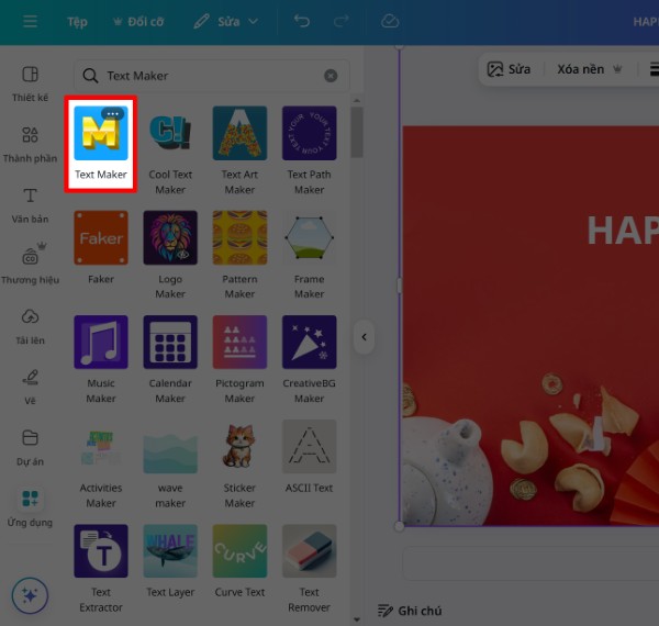 Chọn mở ứng dụng Text Maker