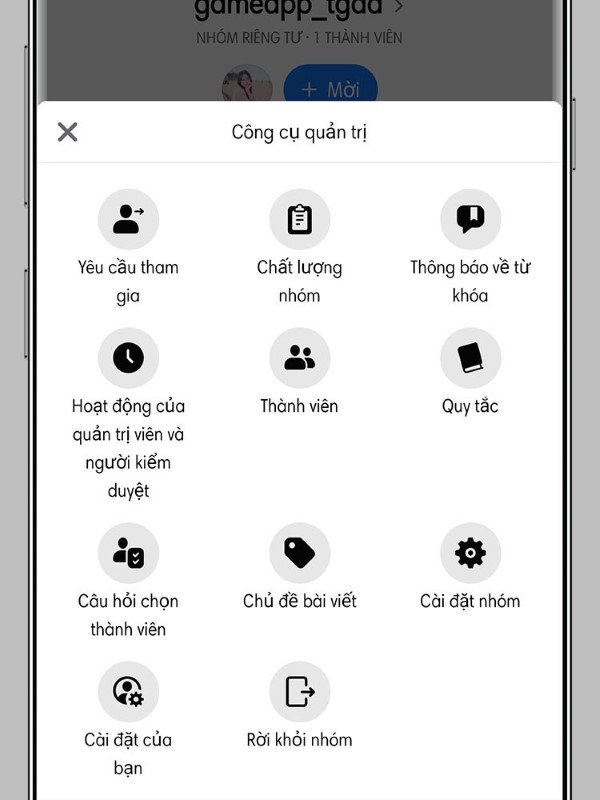 Quản trị viên có nhóm có đầy đủ quyền thiết lập nhóm