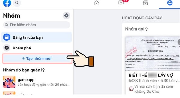 Nhấn “Tạo nhóm mới”
