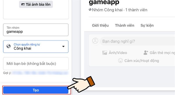 Nhấn chọn “Tạo” để hoàn tất