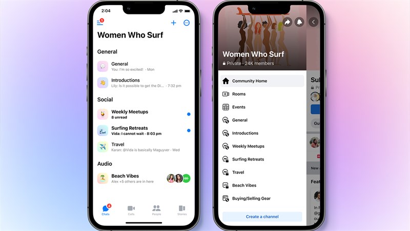 Tính năng nhóm Mess giúp trò chuyện cùng lúc với nhiều người
