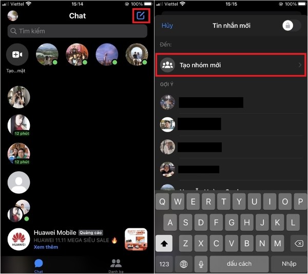 Nhấn chọn Tạo nhóm mới