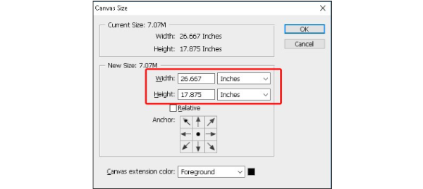 Nhập kích thước vào ô Width và Height