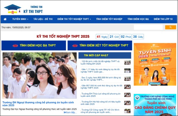 Truy cập web chính thức của kỳ thi THPT Quốc gia