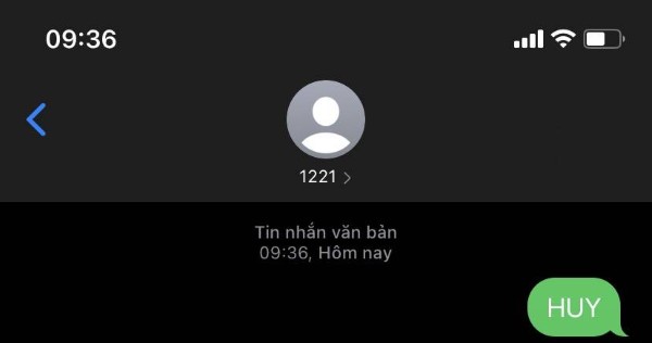 Soạn tin nhắn theo cú pháp HUY gửi tới 1221