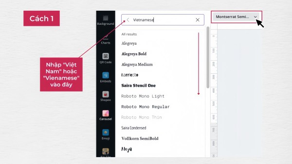Gõ từ “Tiếng Việt” hoặc “Vietnamese”