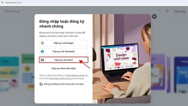 Nhấn chọn "Đăng ký"