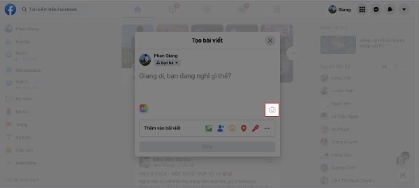 Nhấn vào biểu tượng mặt cười
