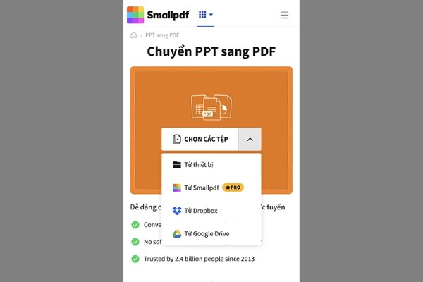 Chọn Tải tệp PDF về điện thoại