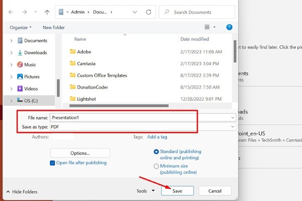 Chọn vị trí lưu tệp 