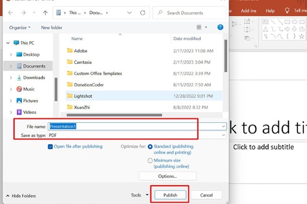 Nhấn chọn Publish