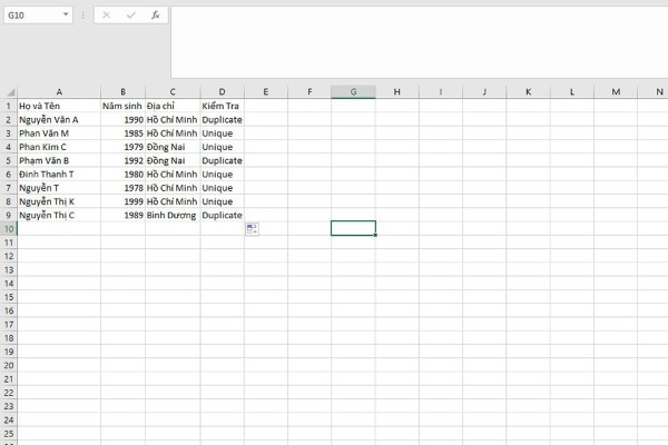 Sao chép công thức cho toàn bộ cột