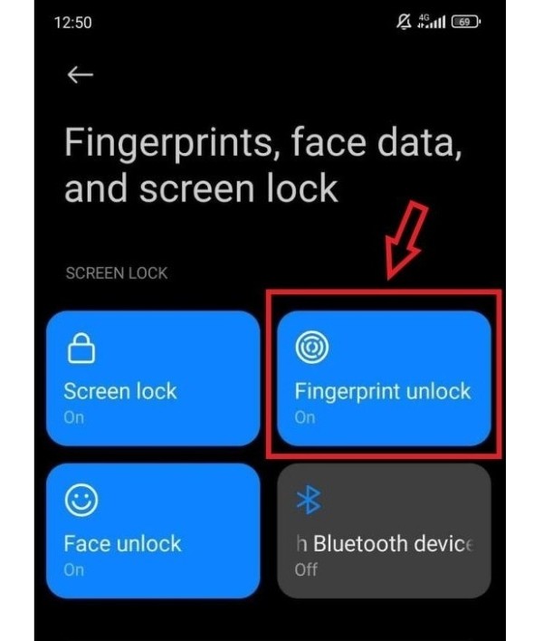 Chọn Vân tay (Fingerprint Unlock)