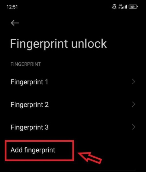 Chọn Thêm vân tay (Add fingerprint)