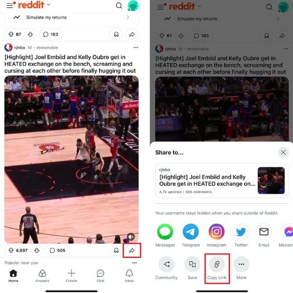 Nhấn vào “Sao chép liên kết” (Copy Link)