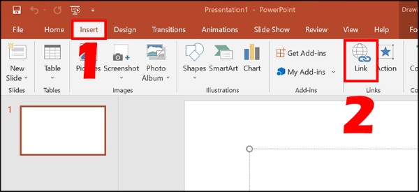 Chọn Insert → Link 