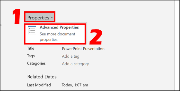 Mở Properties → Advanced Properties