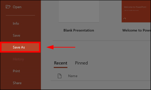 Mở Save As và chọn nơi lưu file