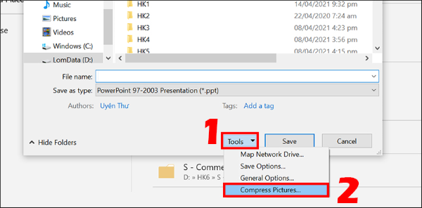 Chọn Compress Pictures