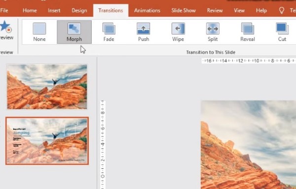 Morph là một tính năng tích hợp sẵn trong PowerPoint từ phiên bản 2016 trở đi