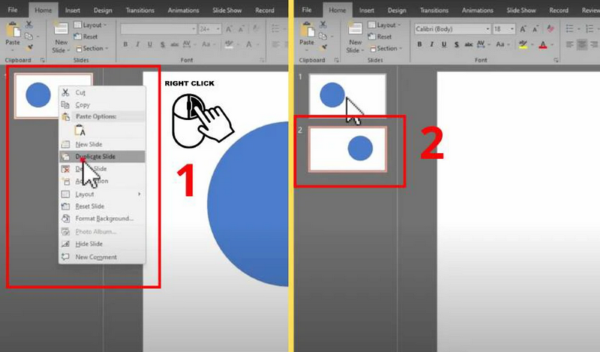 Chọn “Duplicate Slide” để nhân bản