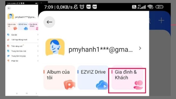 Chọn vào mục “Gia đình & Khách”