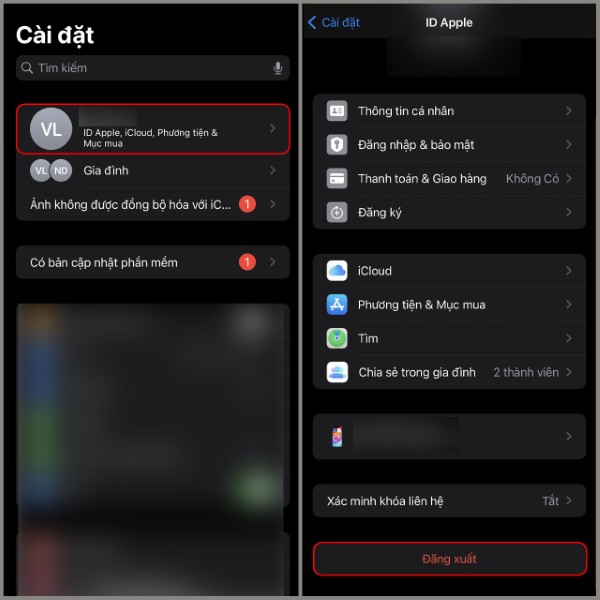 Chọn Đăng xuất