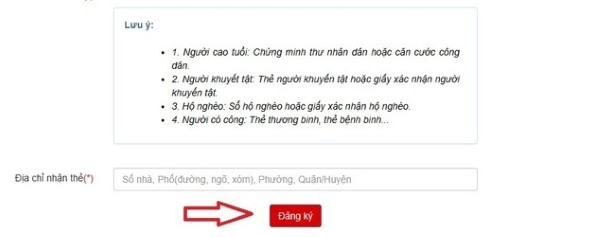 Nhấn nút “Đăng ký” để hoàn tất thủ tục