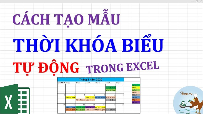 tạo thời khóa biểu trên Excel