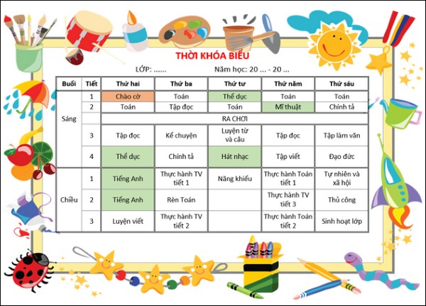Một số thứ cần chuẩn bị trước khi tạo thời khóa biểu trên Excel