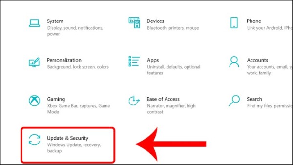 Chọn Update & Security