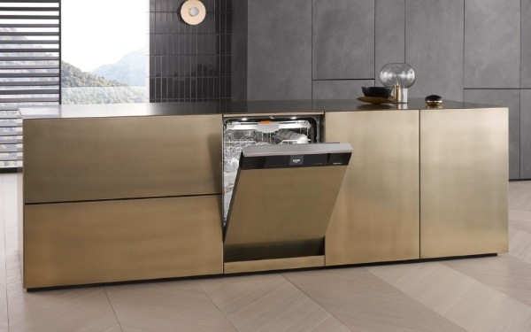 Máy rửa chén bán âm được thiết kế để lắp âm vào tủ bếp