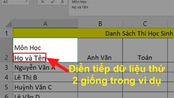 Nhấn tổ hợp phím Alt + Enter để xuống dòng và nhập nội dung thứ hai