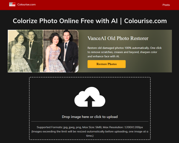 Colourise là phần mềm phục hồi ảnh AI chuyên biệt