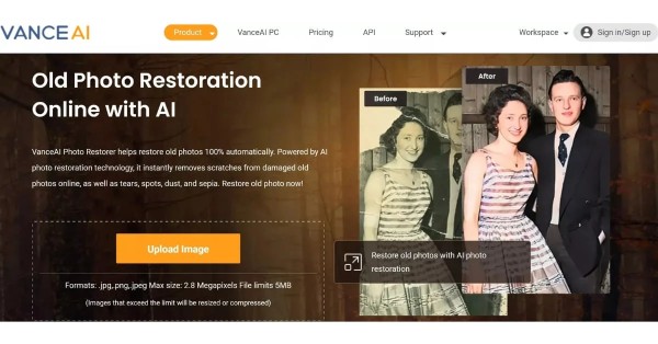 VanceAI Photo Restorer có khả năng phục chế ảnh cũ 