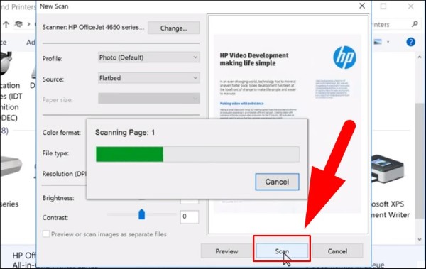 Nhấn nút "Scan" để bắt đầu
