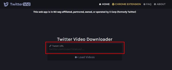 Truy cập vào SaveTweetVid.com