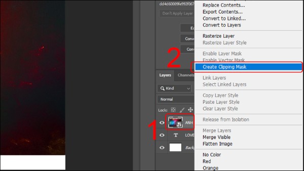 Chọn vào Create Clipping Mask