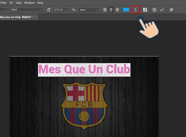 Chọn biểu tượng Warp Text (hình chữ T cong)