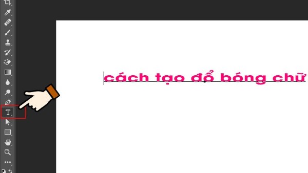 Chọn công cụ chữ – Type Tool (phím tắt T) và nhập nội dung