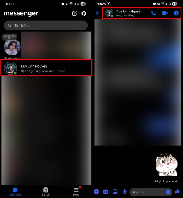 Mở một cuộc trò chuyện bất kỳ trên ứng dụng Messenger