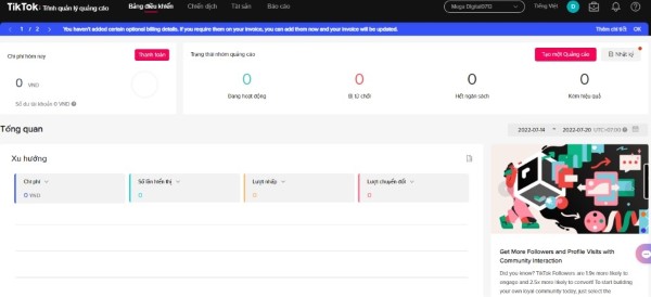 Đăng nhập vào giao diện TikTok Ads Manager